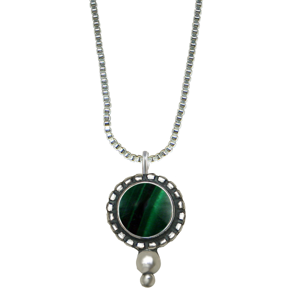 Sterling Silver Little Malachite Pendant Necklace